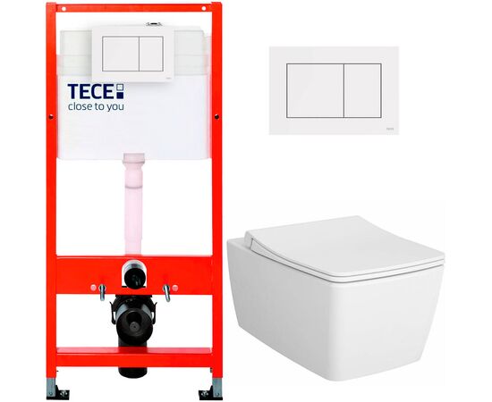 унитаз с инсталляцией 5в1 tece 9400407 vitra metropole 5671b003-0075, белая клавиша now 9240400 в Шымкенте фото № 1