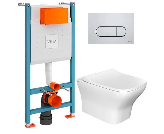 унитаз с инсталляцией 5в1 vitra zentrum s 7484b003-0075 безободковый, v-fix core 800-1873, root round 740-2280 в Шымкенте фото № 1