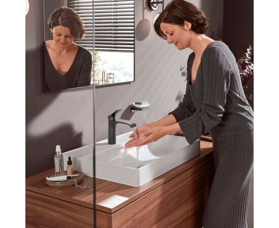 смеситель для раковины hansgrohe vivenis 75023340 coolstart с донным клапаном, черный матовый хром в Шымкенте фото № 2
