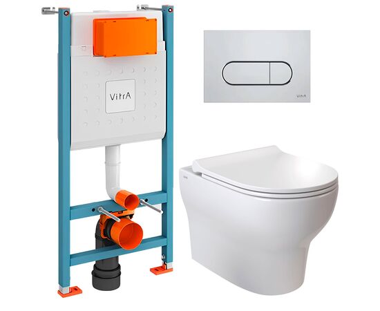 унитаз с инсталляцией 5в1 vitra zentrum round 7786b003-0075 безободковый, v-fix core 800-1873, root round 740-2280 в Шымкенте фото № 1