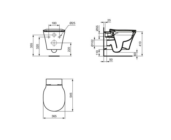 унитаз подвесной ideal standard connect air e2288v3 безободковый, черный матовый в Шымкенте фото № 7