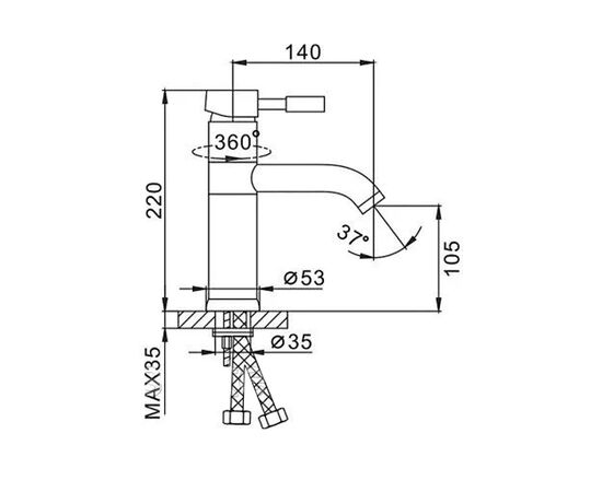 смеситель для раковины frap f1052, однорычажный, хром в Шымкенте фото № 2