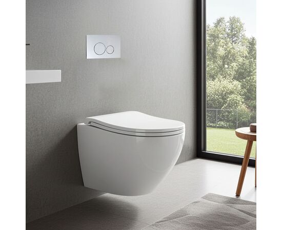 унитаз подвесной hans comfort hs-118tq cо смывом торнадо, 52x36, белый в Шымкенте фото № 2