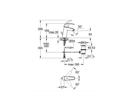 Набор смесителей grohe eurosmart 124458 ванно-душевой в Шымкенте фото № 4